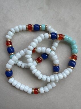 NWT SET of 3 GLASS PONY BEAD BRACELETS